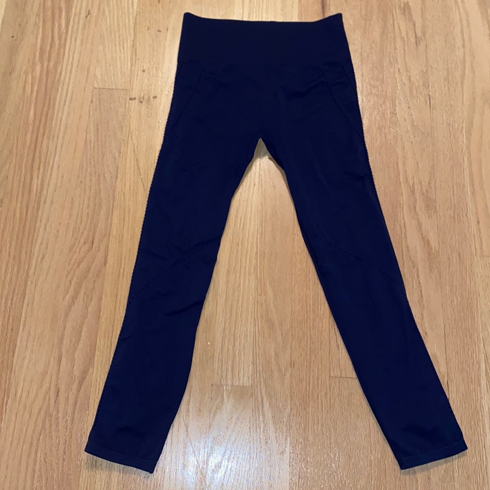 Fabletics Navy Leggings, With Unique Design Along the Sides
